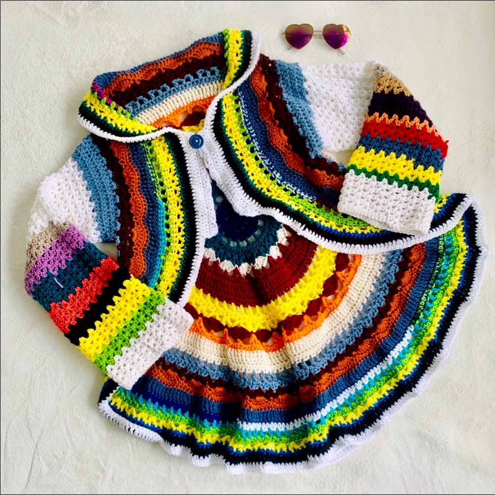 Vintage style hand made crocheted cardi size S/M